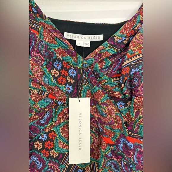 NWT Veronica Beard Bellino Paisley Long Sleeve Silk Blend Dress - Picture 9 of 10